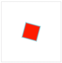 Red, Rotated, Stroked Rectangle Drawn with Fabric