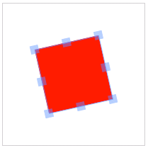 Red, Rotated Rectangle in Selected State (Controls Visible)