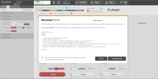 The Download Theme Dialog