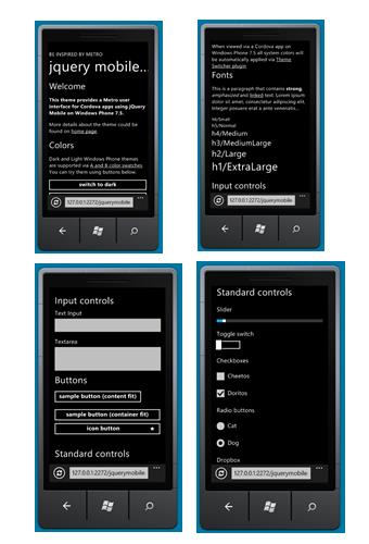 Examples of the jQM Windows Phone Theme