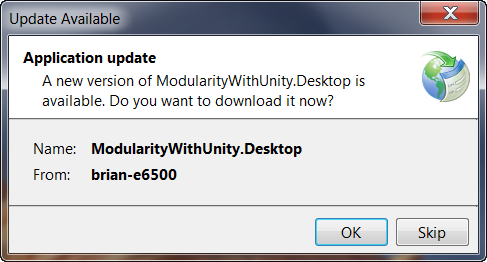 Update Available dialog box
