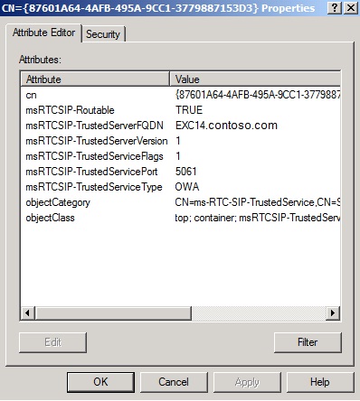 The msRTCSIP-TrustedService class object