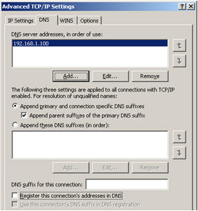 Windows Server 2003 Advanced TCP/IP Settings Sheet