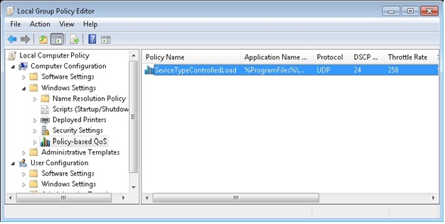 Policy-based QoS in the Local Group Policy Editor