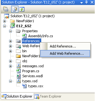 Solution Explorer, Add Web Reference