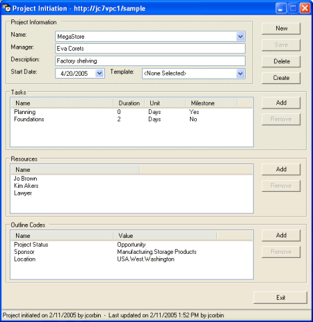 Image showing Project Initiation application form
