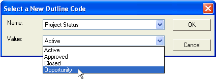 New Outline Code dialog box
