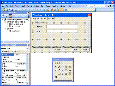 A Frame control surrounds a collection of label and text box controls (click to see larger image)