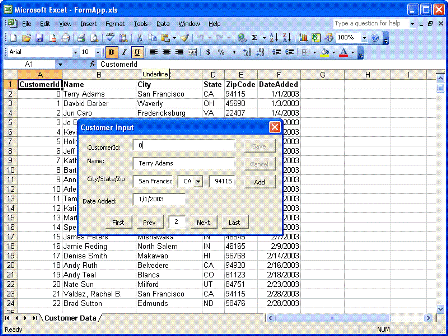 The user can switch between the form and Excel if the form is displayed using vbModeless value (click to see larger image)