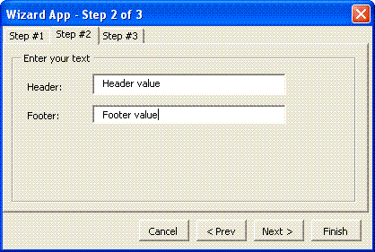 The user can enter information into multiple text boxes in step 2 of the wizard