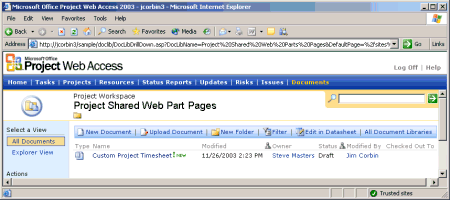 Public Documents libraries in Project Web Access
