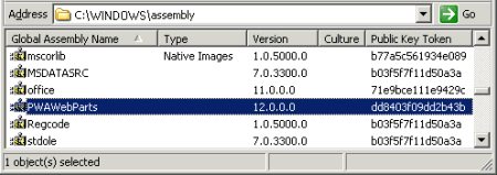 PWAWebParts assembly registered in the Global Assembly Cache (GAC)