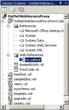 Web service reference displayed in the Visual Studio Solution Explorer