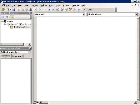 The Visual Basic Editor in Outlook (click to see larger image)