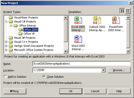 Office Interop Wizard in Visual Studio