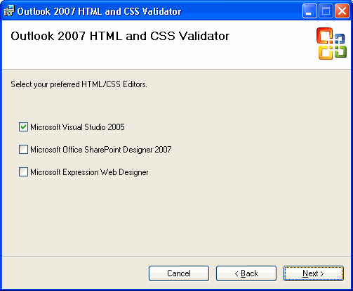 Select among the Microsoft HTML/CSS editors