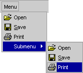 Popup controls that display a menu and a submenu