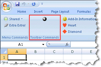 The Toolbar Commands section of the Ribbon