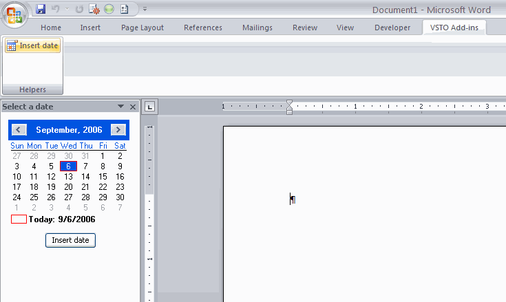The Select a date custom task pane