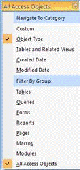 Grouping objects in the Navigation Pane