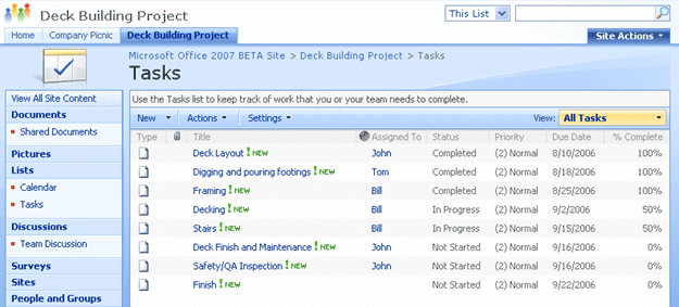 Deck building project task list