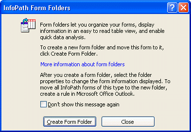 The InfoPath Form Folders dialog box
