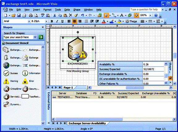 The Visio diagram linked to data