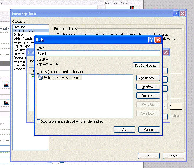 The Completed Rule dialog box
