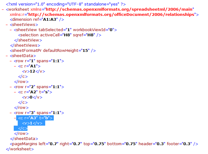 XML code snippet