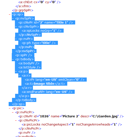 XML code snippet