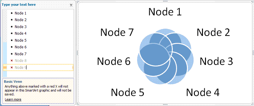 SmartArt layout with hidden nodes