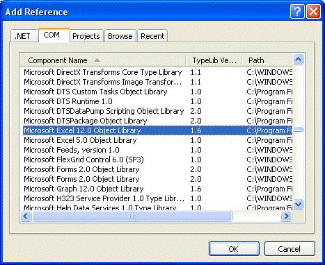 Adding a reference to Excel 12.0 Object Library