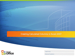 Creating Calculated Columns in Excel 2007