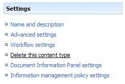 Deleting document content type