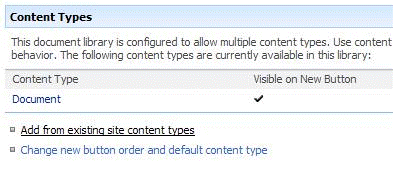 Adding from existing site content types