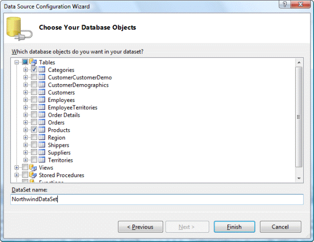 Setting dataset options