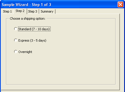 Page two of wizard