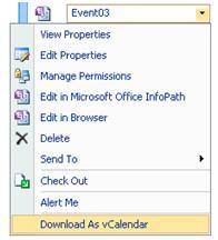 Downloading a form as a vCalendar file