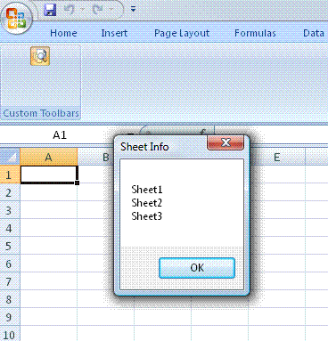 The dialog box that your custom button displays