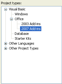 Visual Studio 2005 project types
