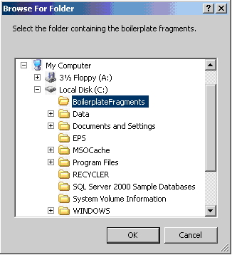 Use Browse for Folder dialog box to select folder