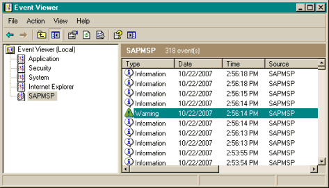 Windows events in the node for ERP Connector