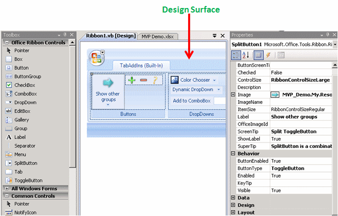 UI elements in Visual Studio 2008