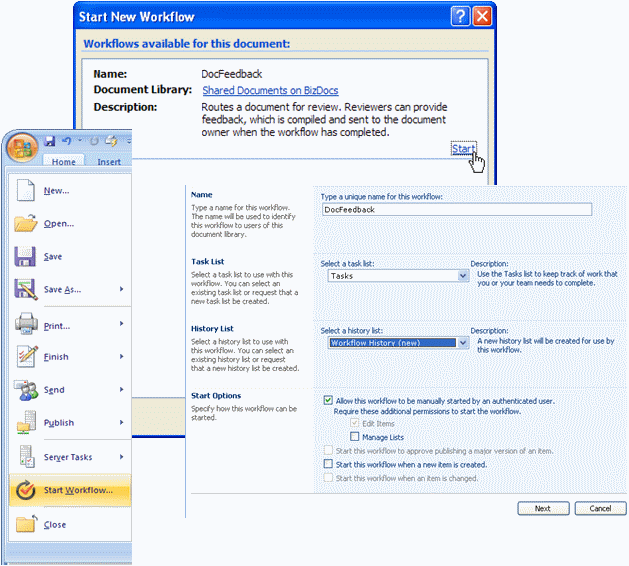 Initiation of custom workflow solutions