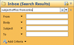 Instant Search pane