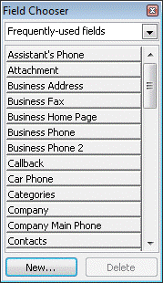 Default Field Chooser appearance for Contact form