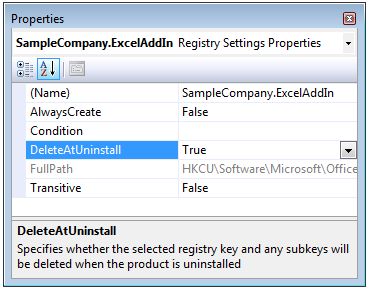 Registry Keys Properties Window