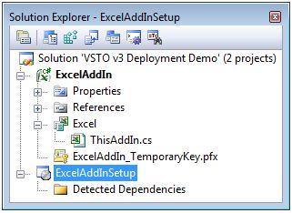 Solution Explorer for ExcelAddInSetup