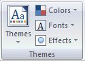 Themes group as shown on the Page Layout tab