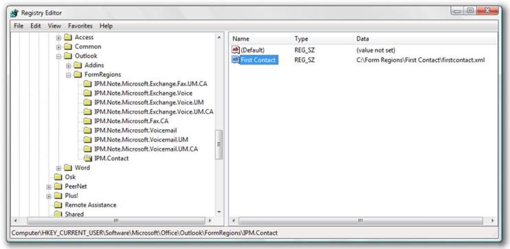 A registry value points Outlook to the manifest